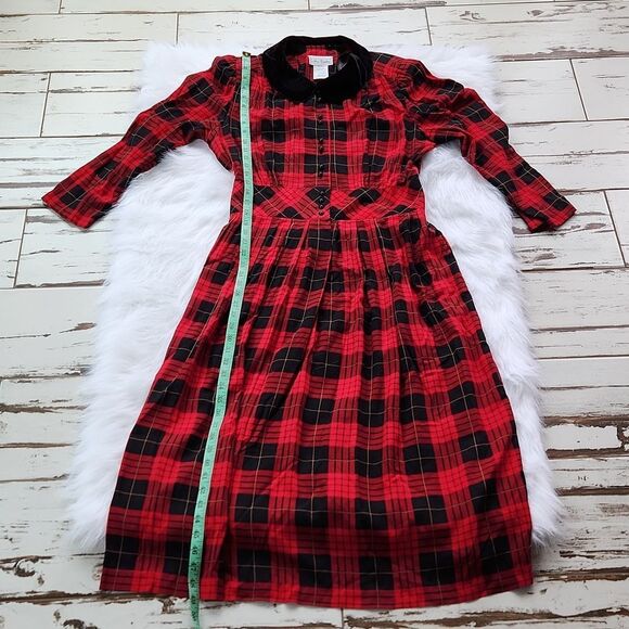 VINTAGE‎ - Miss Darby round collar red plaid dress 14 - Picture 7 of 9